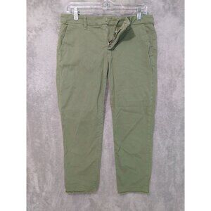 Frank Eileen Pants Womens 4 Green Wicklow Italian Chino Twill Raw Hem Cotton